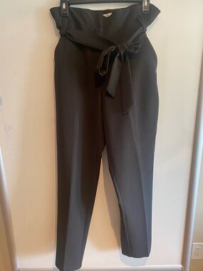 cooper & ella Black High-Waist Paperbag Trousers with Self-Tie Waist